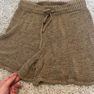 Brown Knit Shorts